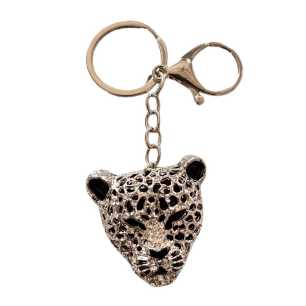 Leopard Keychain with Silver and Black Accents